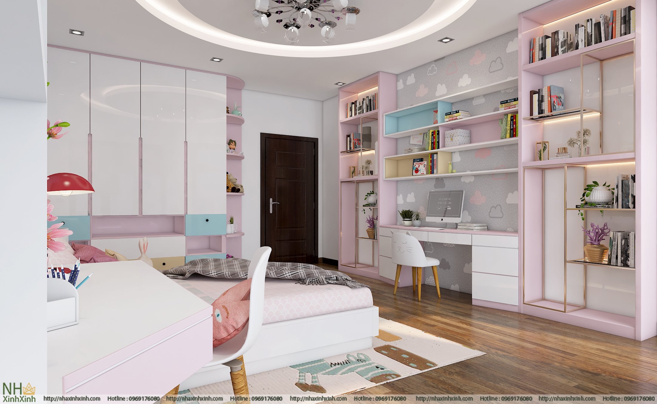 Phòng học với gam màu pastel nhẹ nhàng cho bé