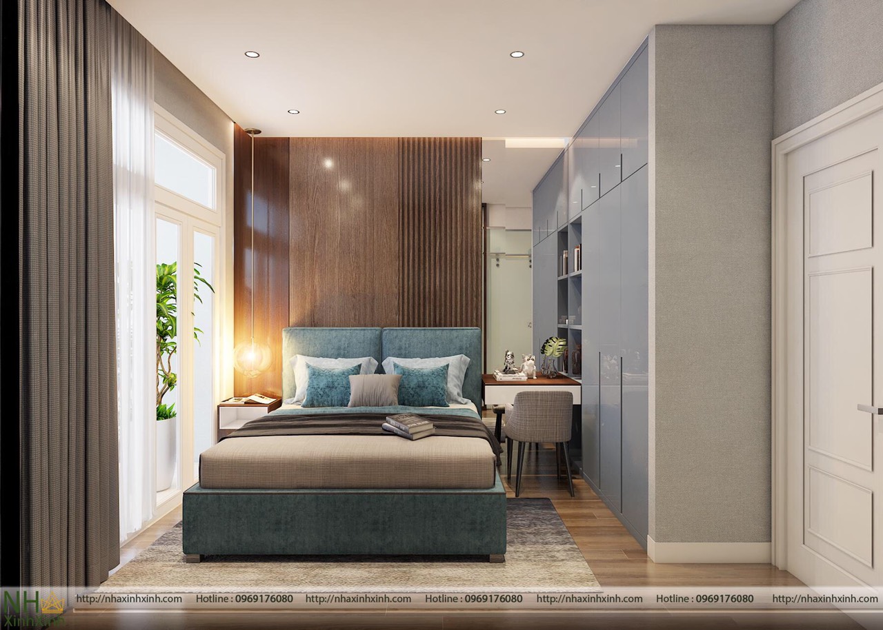 Phòng ngủ thiết kế cạnh cửa kính tạo cảm giác thoáng đãng cho không gian