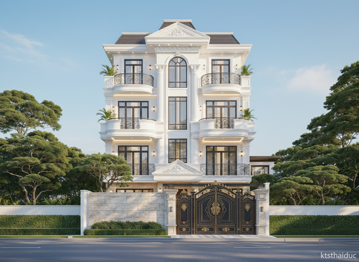 Mẫu nhà 4 tầng Tân cổ điển