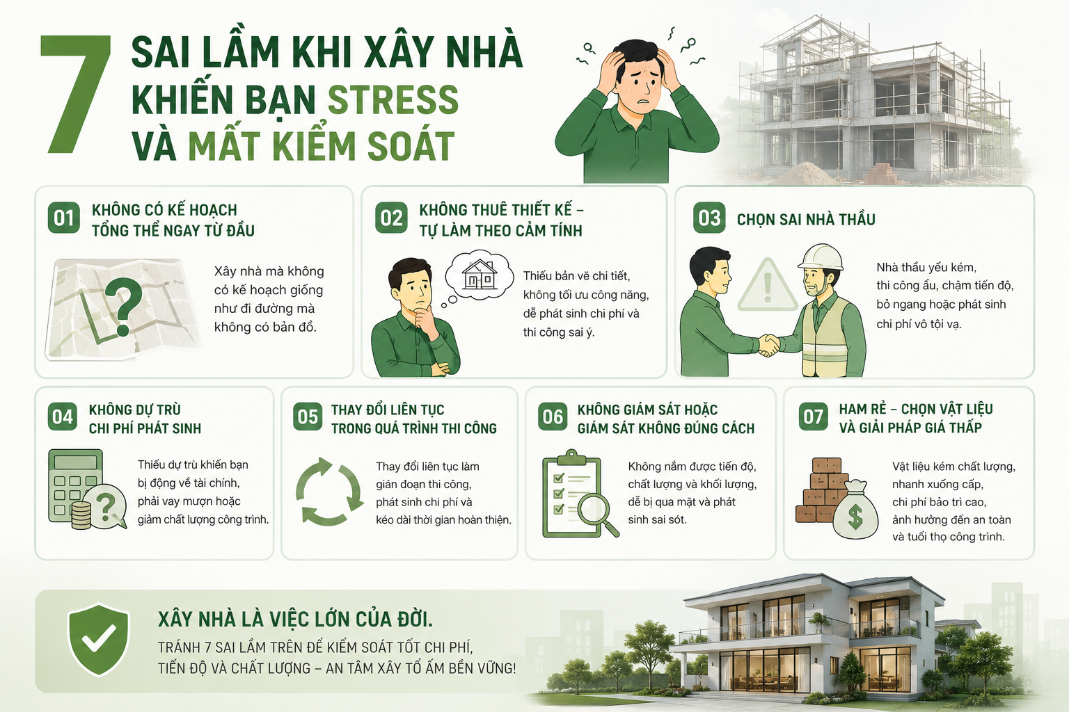 7 sai lầm khi xây nhà khiến bạn stress và mất kiểm soát