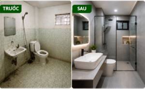 Nhà vệ sinh do Nhà Xinh Xinh cải tạo nhà cũ trọn gói