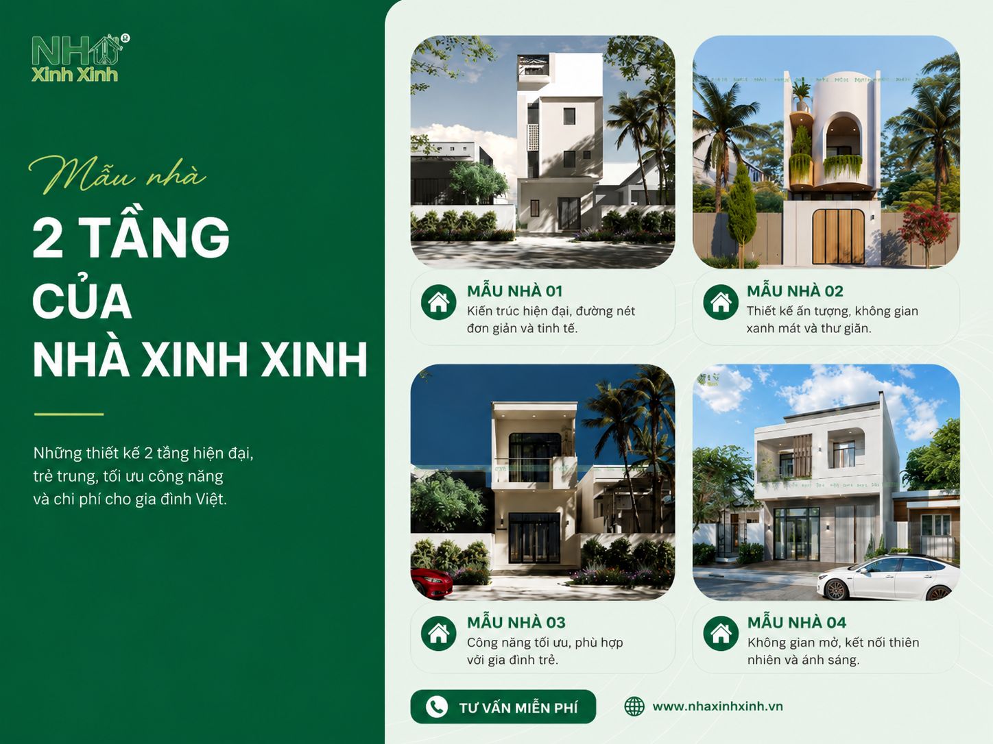 Các mẫu nhà 2 tầng do Nhà Xinh Xinh thiết kế