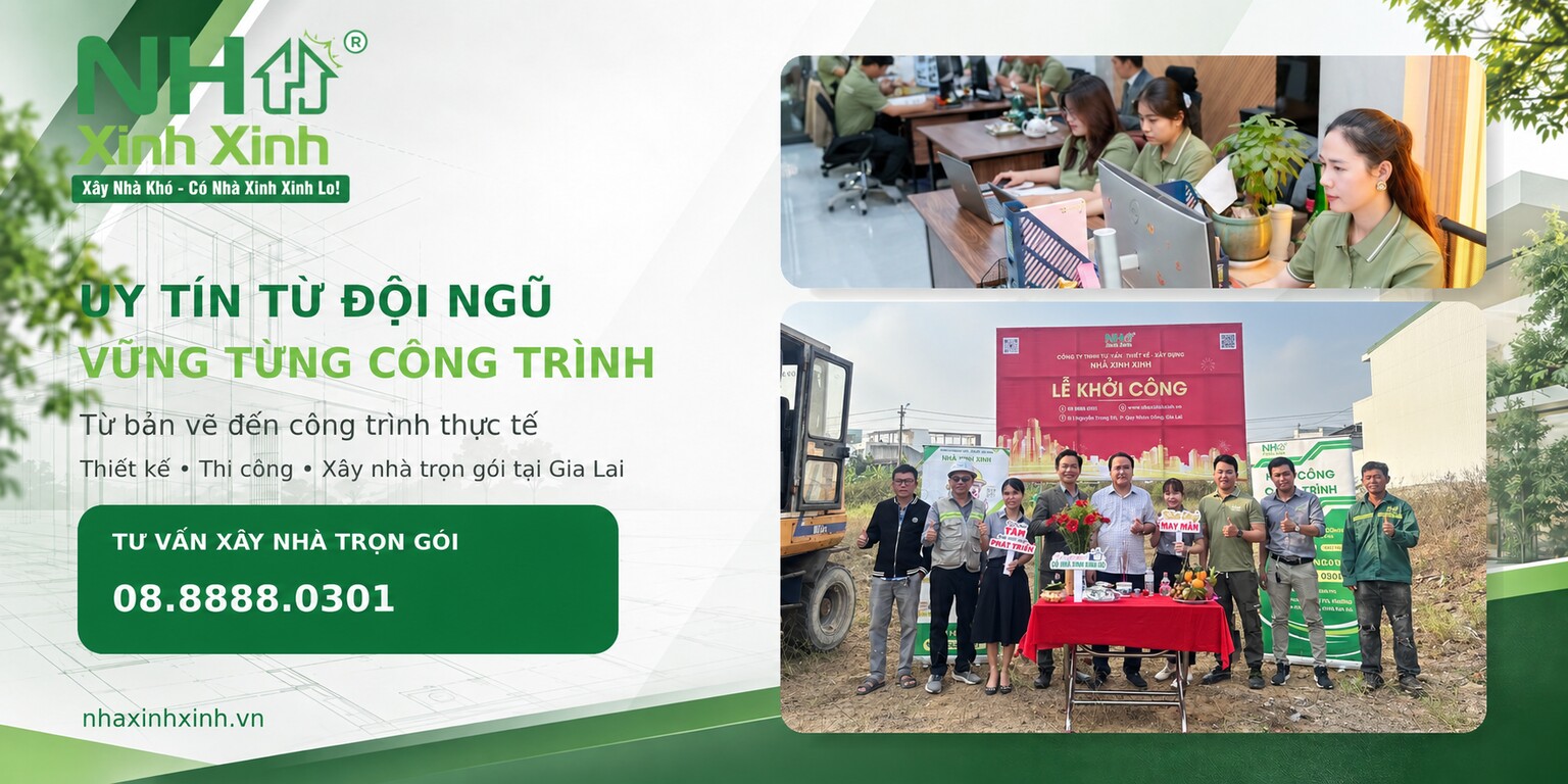 Đội ngũ Nhà Xinh Xinh cùng chủ đầu tư trong lễ khởi công công trình tại Gia Lai
